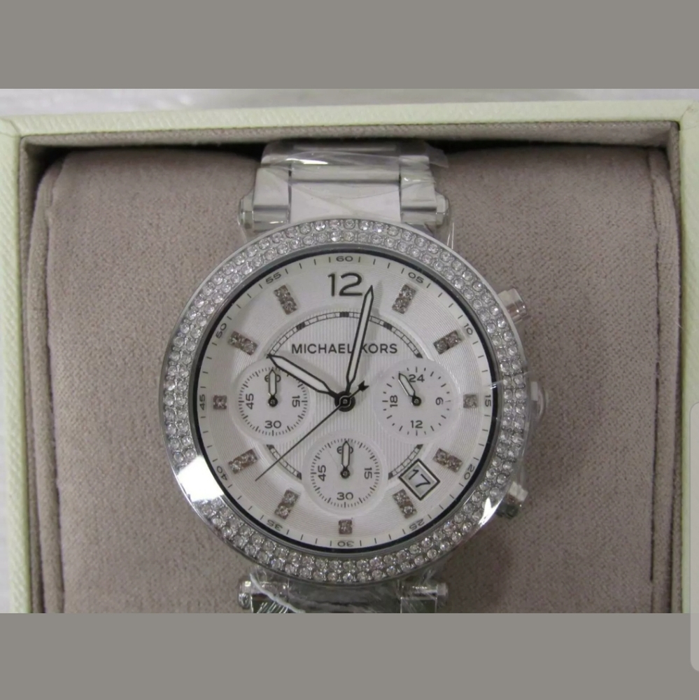 Michael Kors Silver Ladies Watch w Jewel Accent